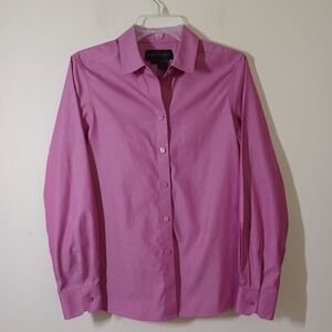 Nina Maclemore Sz 8 Cotton No Iron Shirt Pink Long Sleeve Colllared Career‎